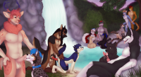 Ashi participates in an orgy at a watering hole.